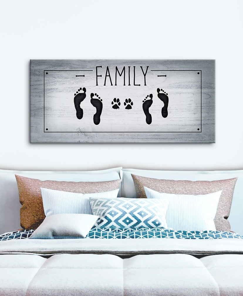 Pet Family Foot Prints Paw Wall Art (Wood Frame, Ready To Hang) - Buy 2 Save 20%