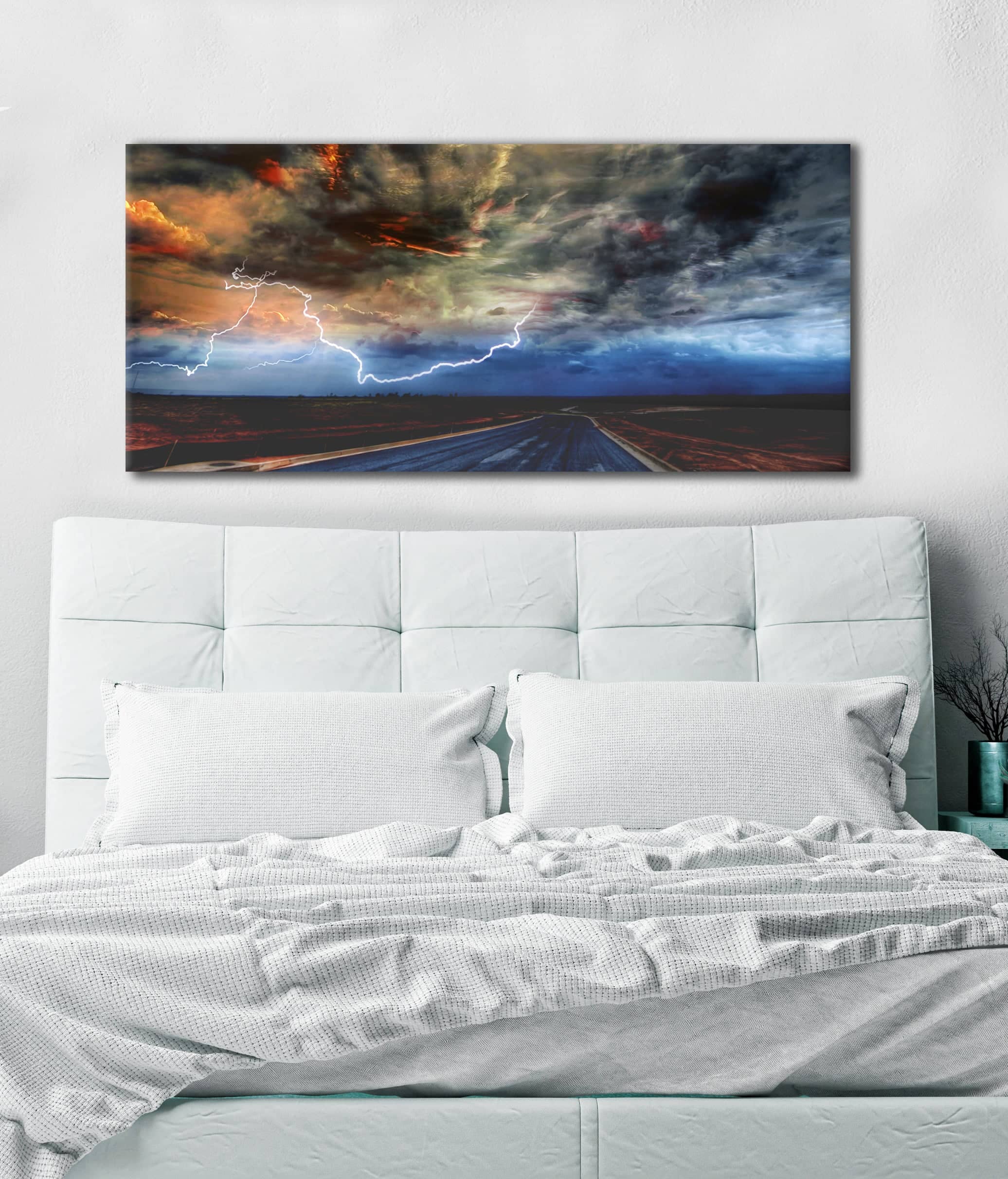 Exclusive! Bedroom Wall Art: Sky Storm Dark (Wood Frame, Ready To Hang)