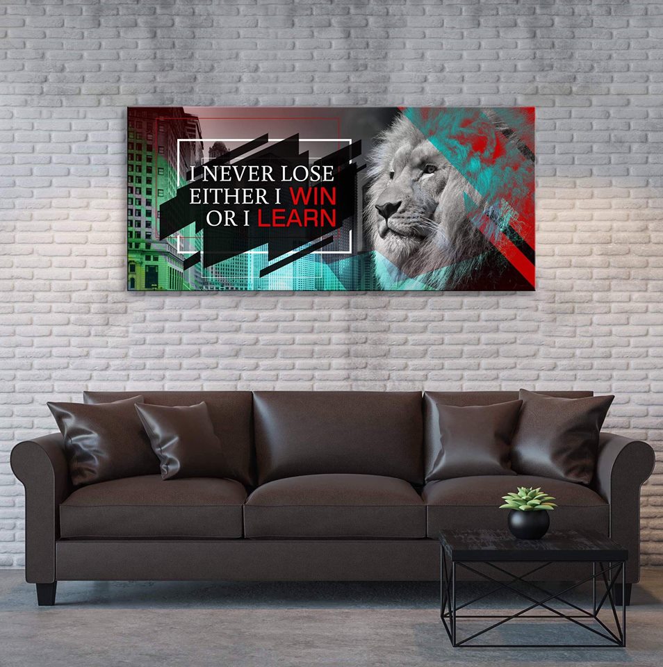 High - Quality Wood - Framed Business Wall Art: 'I Win or Learn!' Ready to Hang
