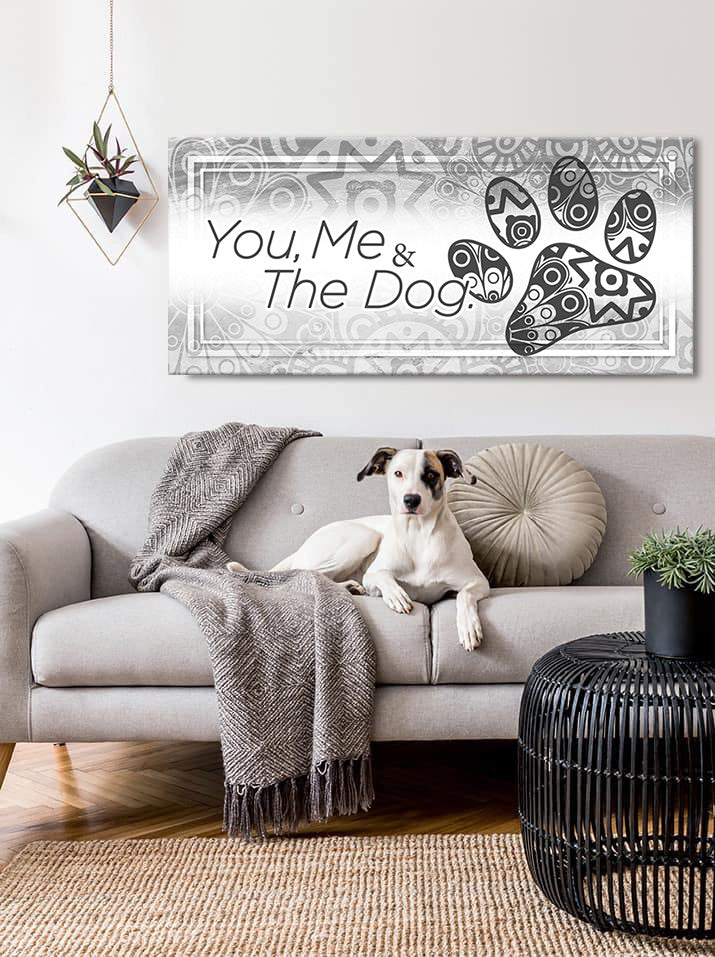Hot Deal! Ready-to-Hang Wood Frame Couples Wall Art - You, Me & The Dog V11