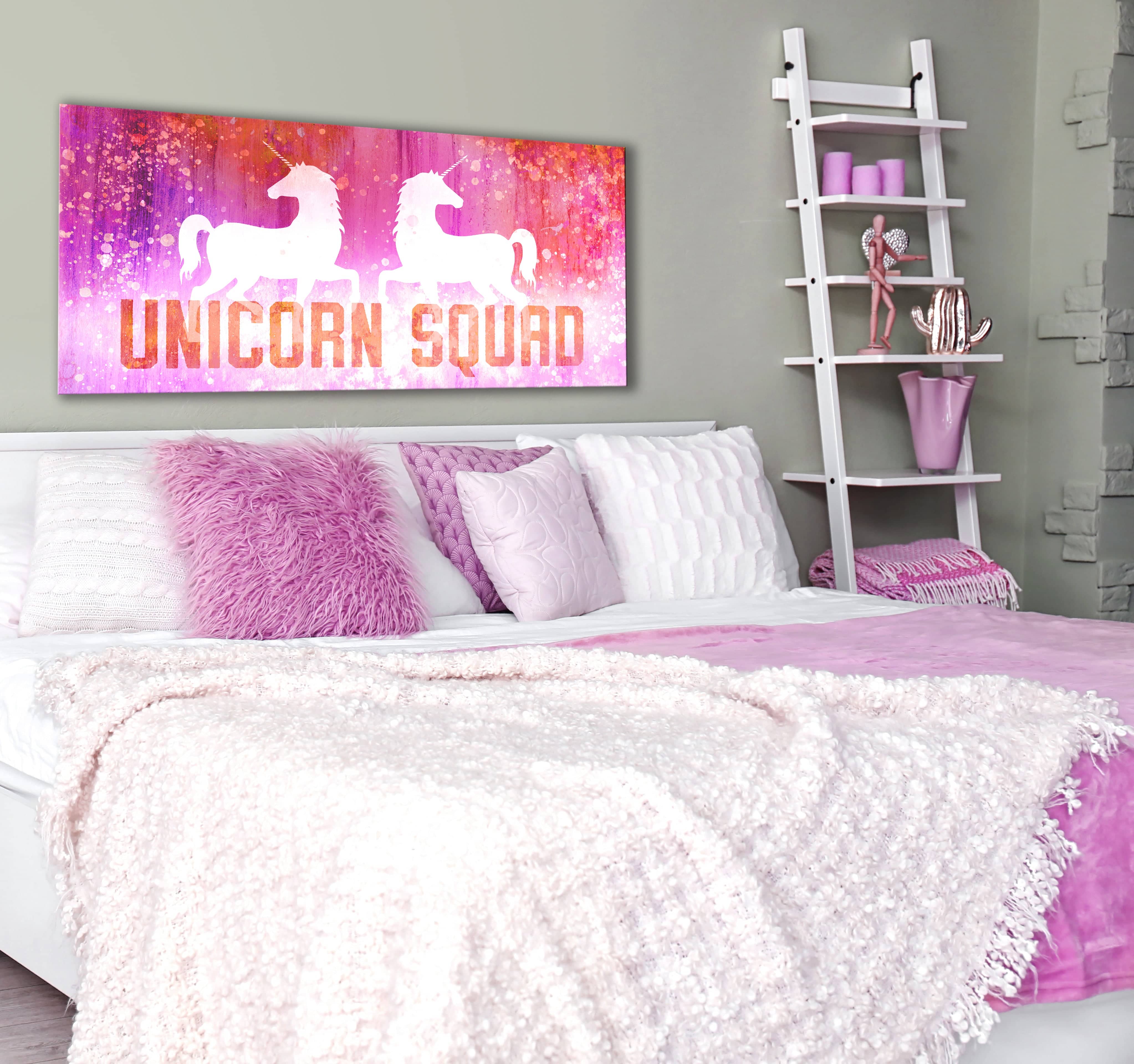 Ready-to-Hang Unicorn Squad Wood Frame Bedroom Wall Art