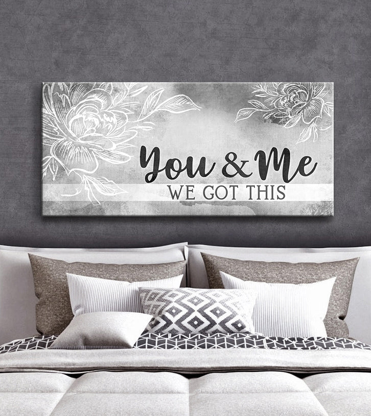 Hot Deal! Ready-to-Hang Couples Wall Art - 'You & Me We Got This' V14 with Wood Frame
