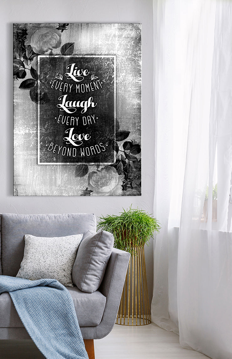 Exclusive! Live Every Moment Wall Art with Wood Frame (Ready To Hang) V6