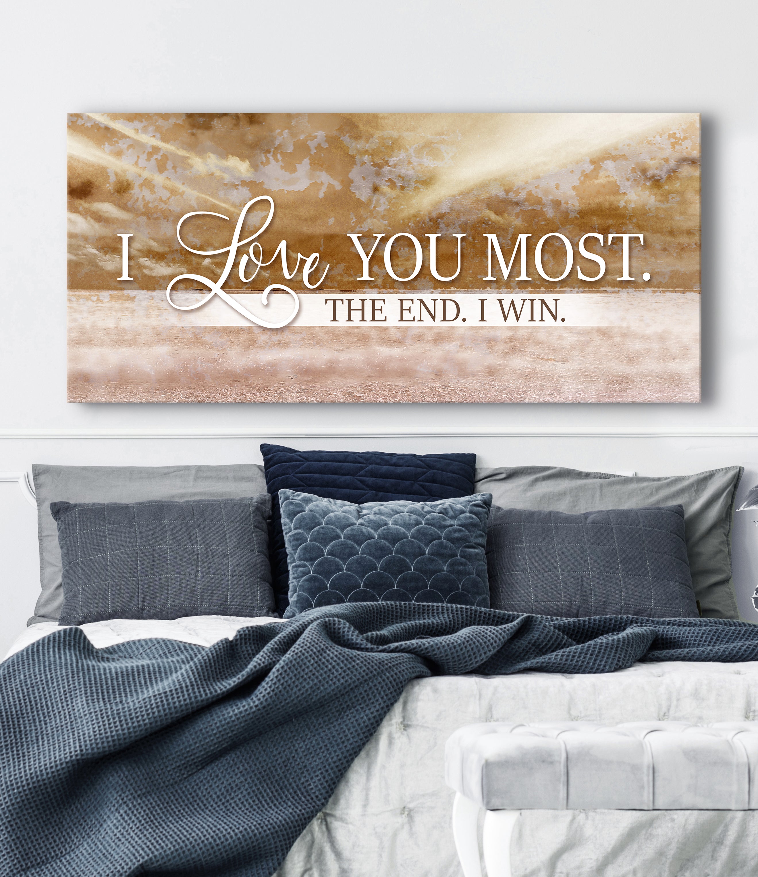 Hot! Couples Wall Art: I Love You Most The End (Ready-to-Hang Wood Frame)