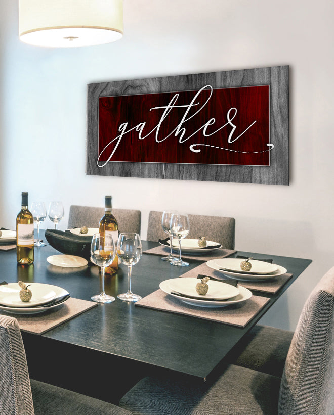 High - Quality Kitchen Wall Art: Gather V2 with Wood Frame for Easy Hanging