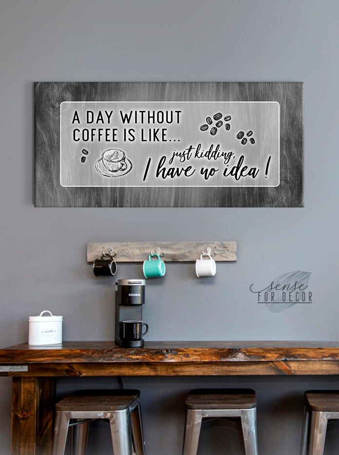 Ready-to-Hang Wood Frame Coffee Wall Art: A Day Without Coffee
