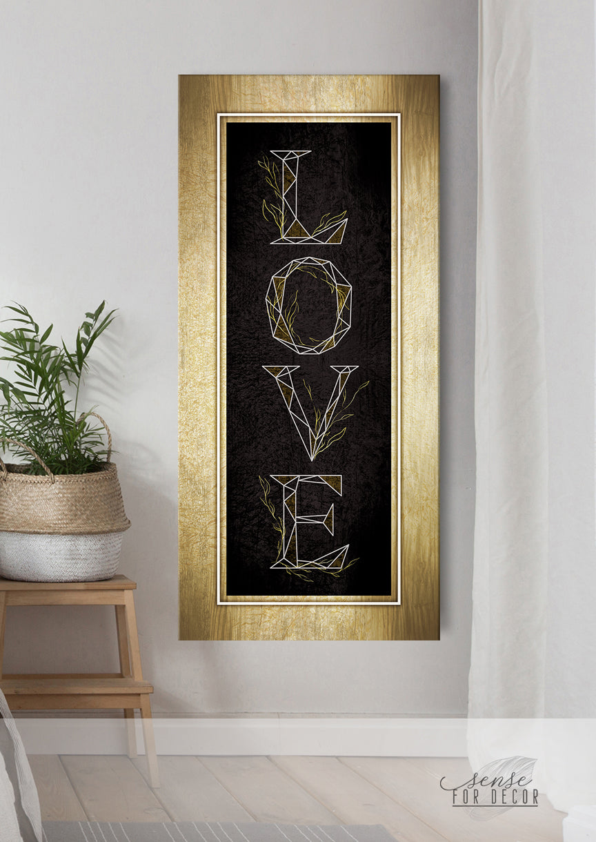 Hot! Couples Love Word Sign Wall Art V3 with Wood Frame (Ready to Hang)