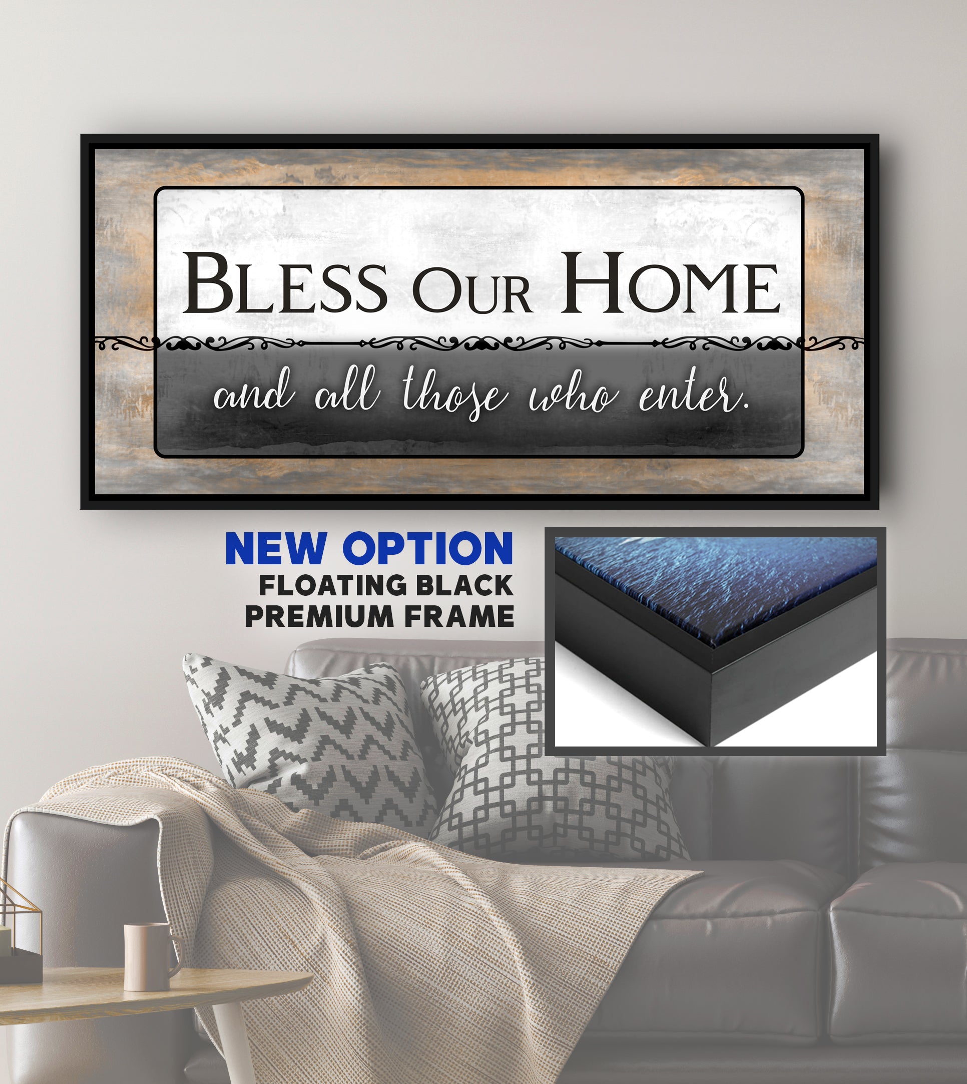 Exclusive Offer! High - Quality Wood - Framed 'Bless Our Home V7' Wall Art Ready To Hang