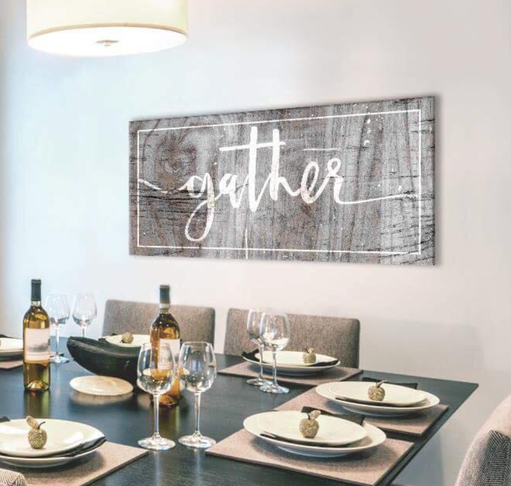 Kitchen Wall Decor: Gather Wall Art with Wood Frame, Ready to Hang! Buy 2 Save 20%