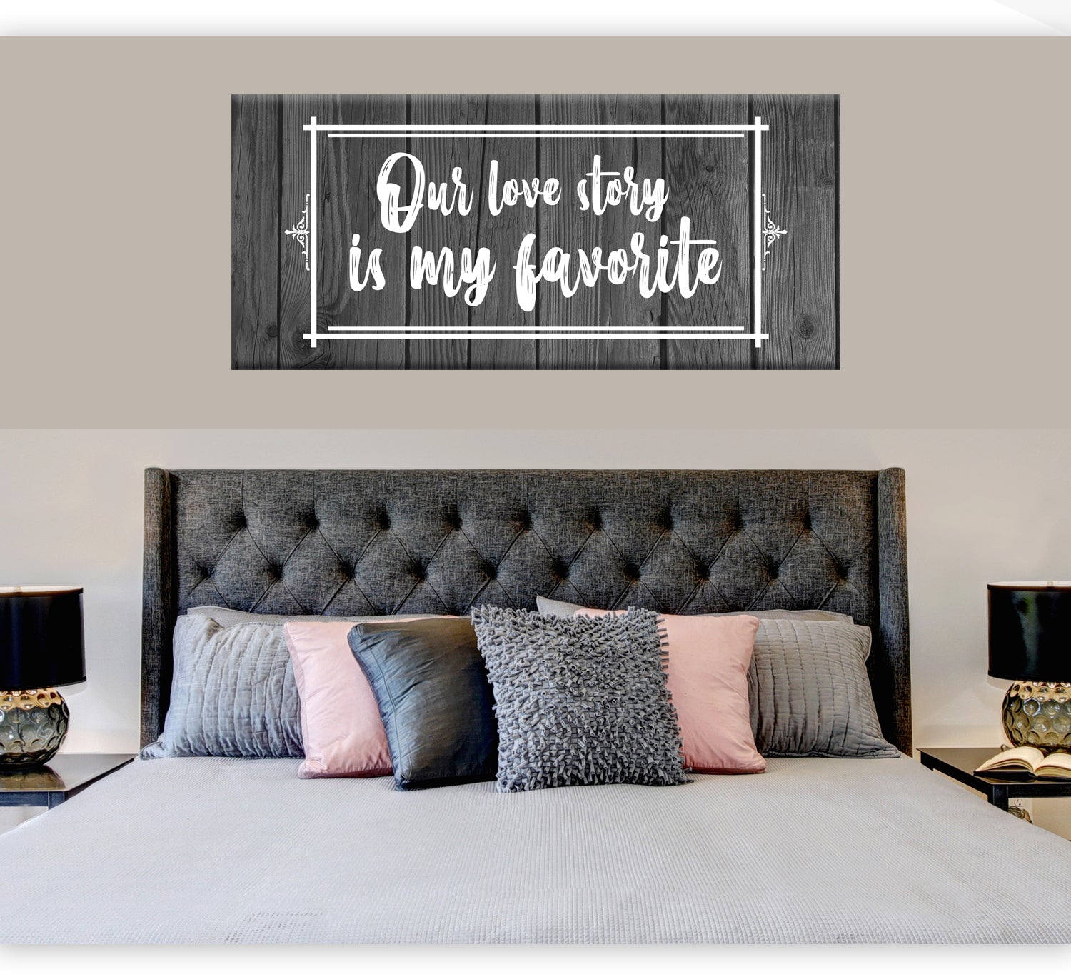 Exclusive Couples Wall Art: 'Our Love Story Is My Favorite' - Wood Frame, Ready to Hang!