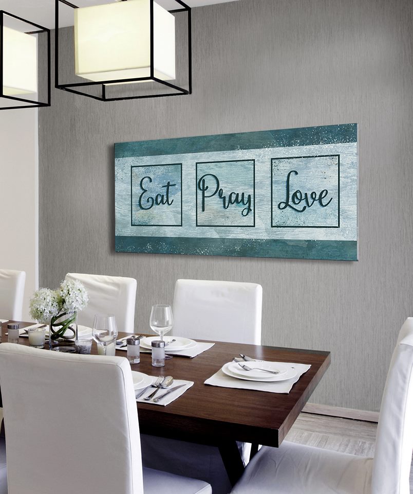 Hot Deal! Eat Pray Love V3 Kitchen Wall Art with Wood Frame (Ready to Hang)