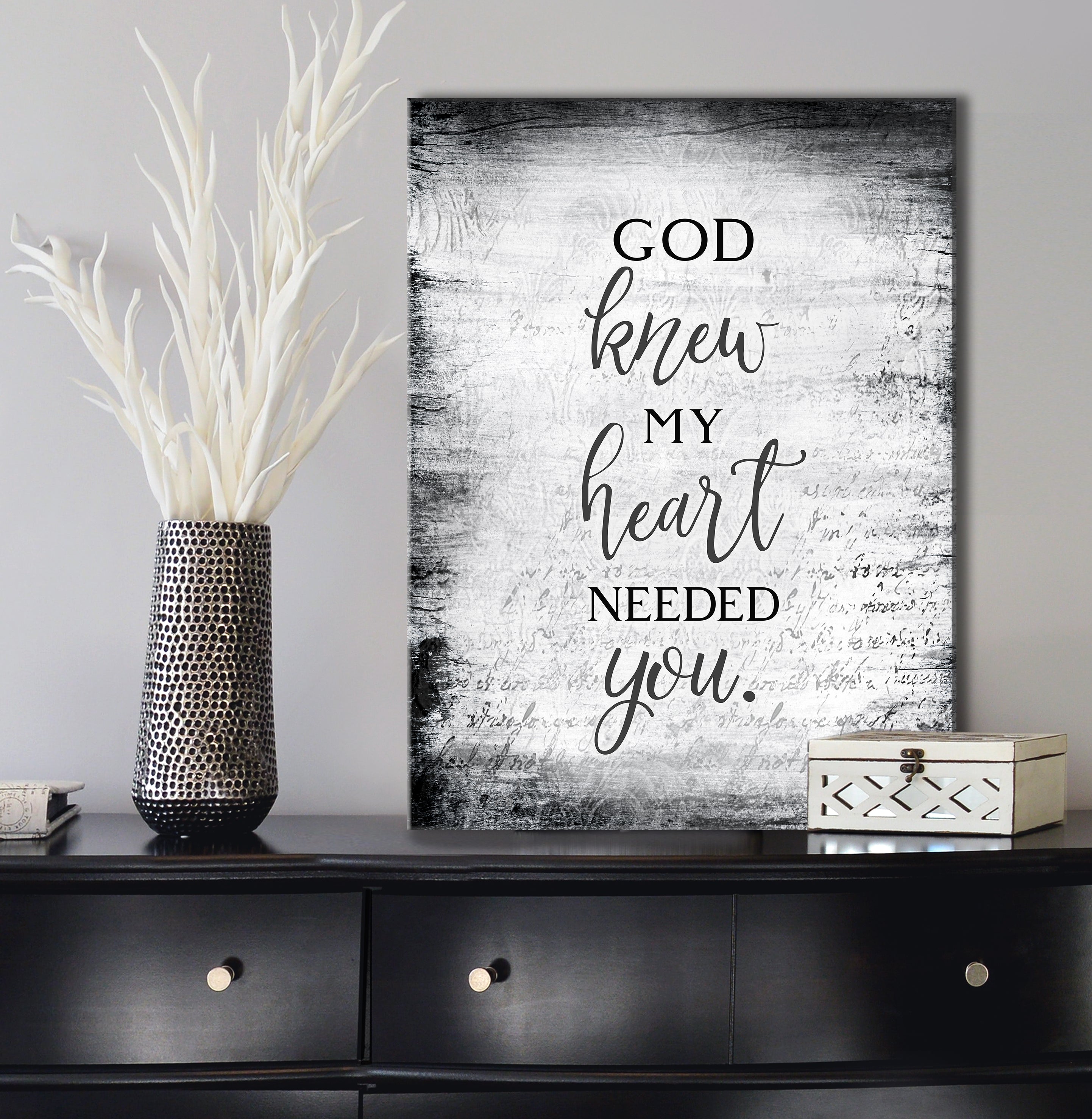 Hot Deal! Christian Wall Art - God Knew My Heart Needed You V3 with Wood Frame, Ready to Hang