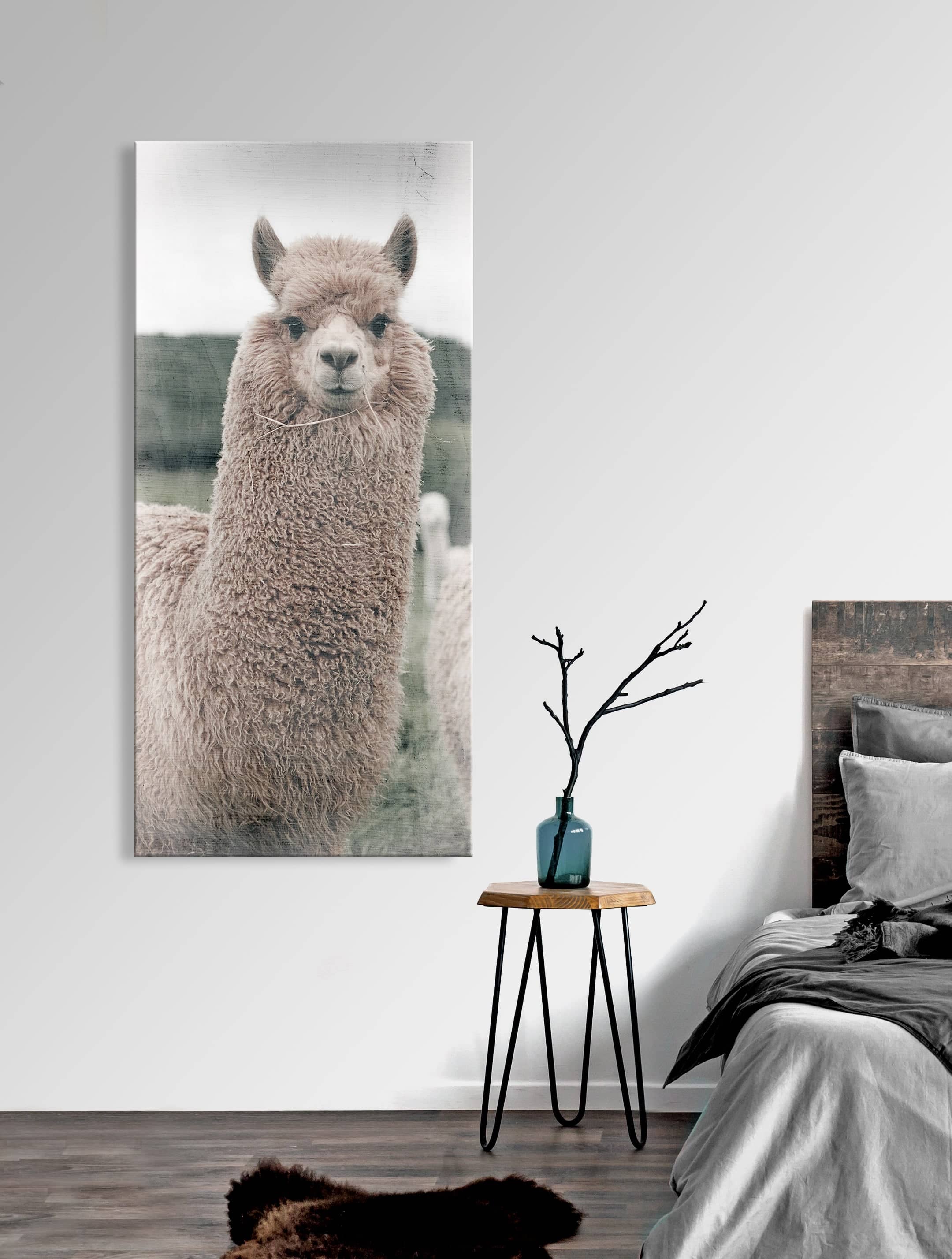 Limited Time Offer! High - Quality Animal Wall Art: Hanging Lama Print with Wood Frame