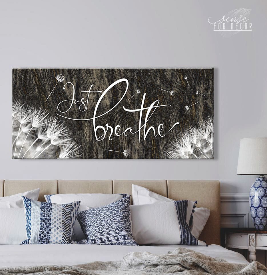 Ready-to-Hang Wood Frame Home Wall Art: Just Breathe V22