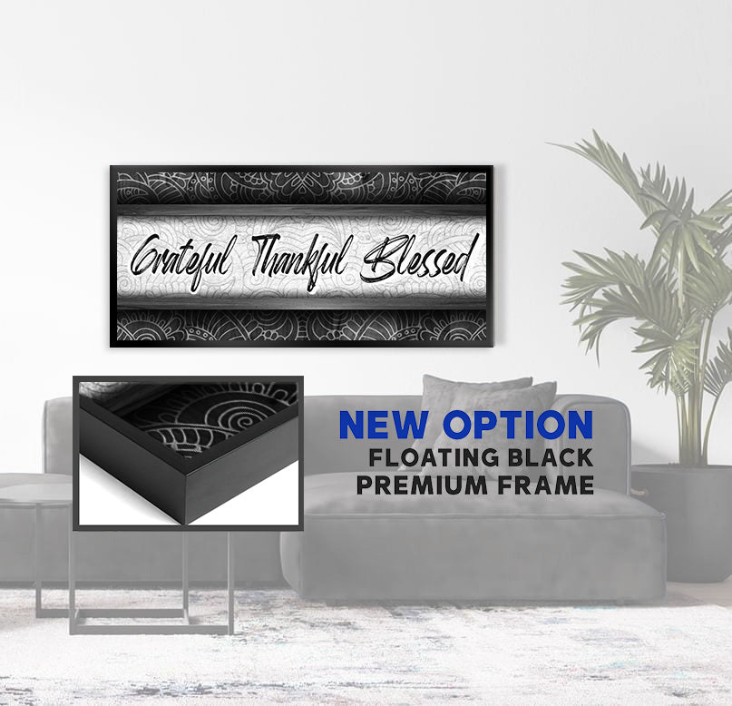 Exclusive Christian Wall Art: Grateful Thankful Blessed V9 - Wood Frame, Ready to Hang!