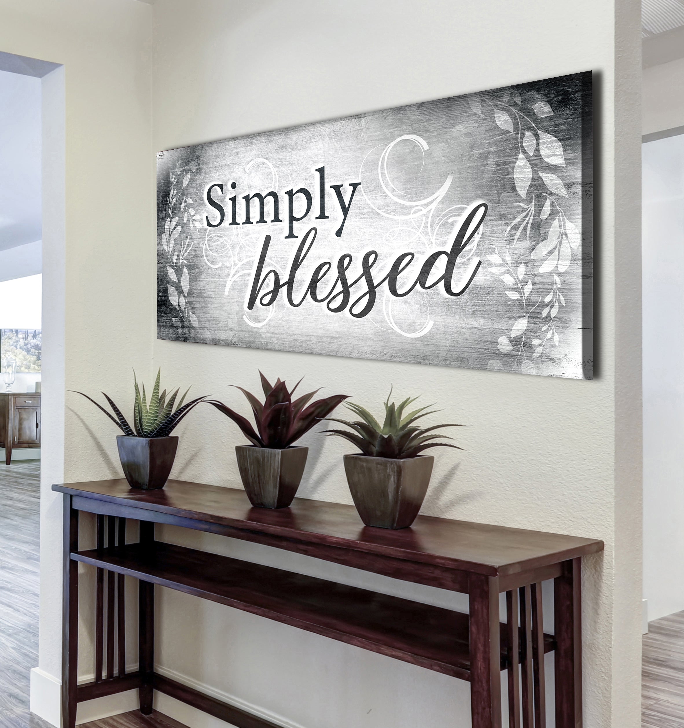 Christian Wall Decor: Simply Blessed V4 with Wood Frame, Ready to Hang - Buy 2 Save 20%