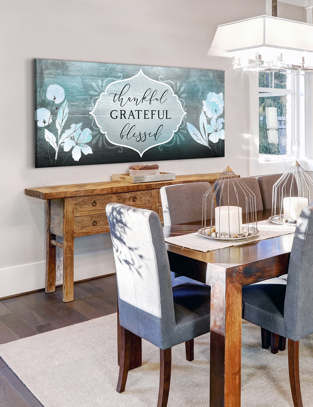 Christian Wall Decor: Thankful Grateful Blessed V12 Wood Framed Wall Art - Ready To Hang, Buy 2 Save 20%