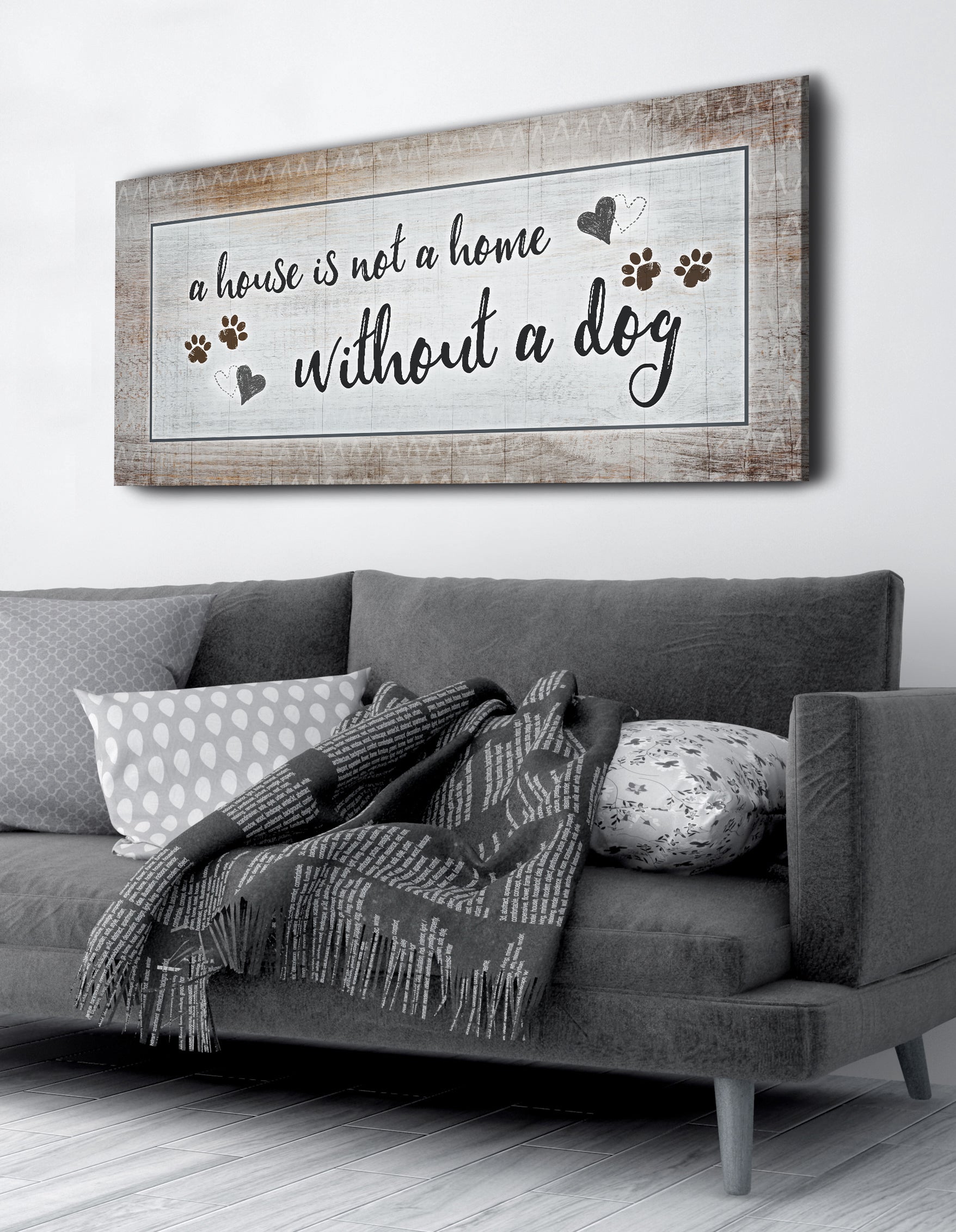 High - Quality Wood - Framed Pet Wall Art: A House Is Not A Home V2, Ready To Hang