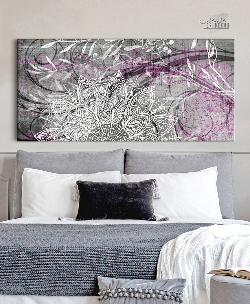 Hot Deal! Boho Mandala Swirls Home Wall Art with Wood Frame, Ready to Hang