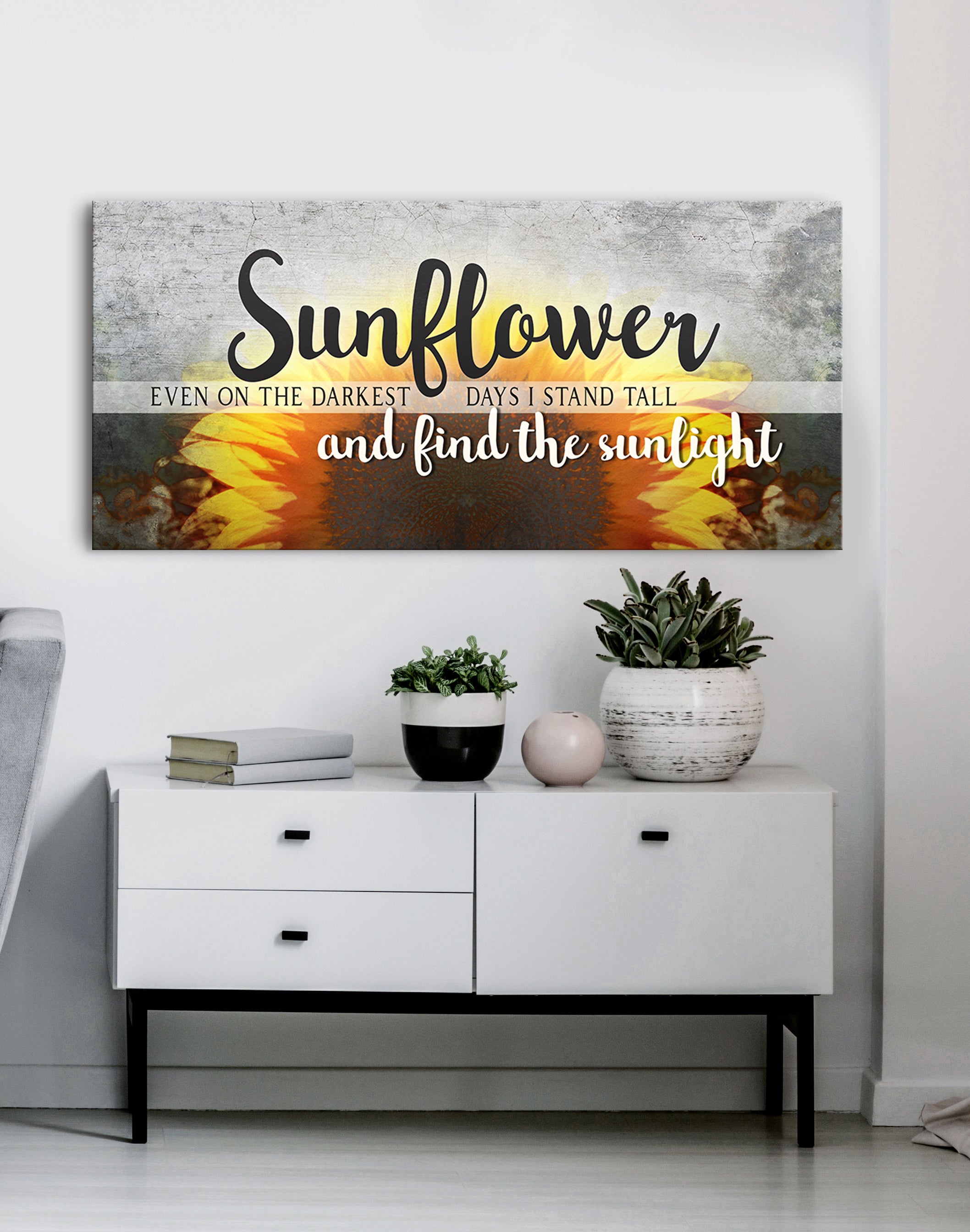 Christian Sunflower Wall Art: Stand Tall on Dark Days - V2, Buy 2 Save 20%