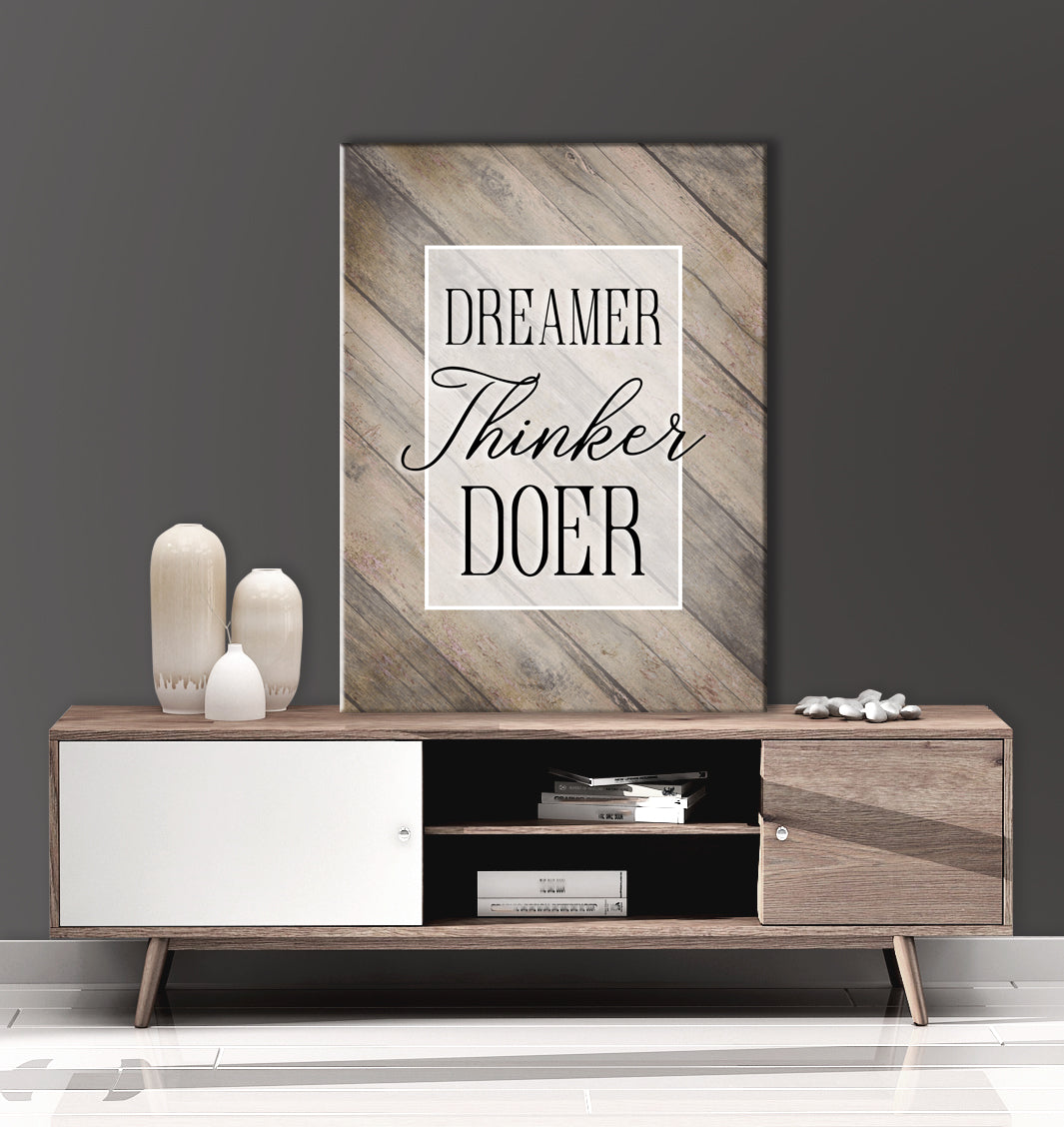 Hot! Business Wall Art - Dreamer Doer Thinker, Wood Frame, Ready To Hang