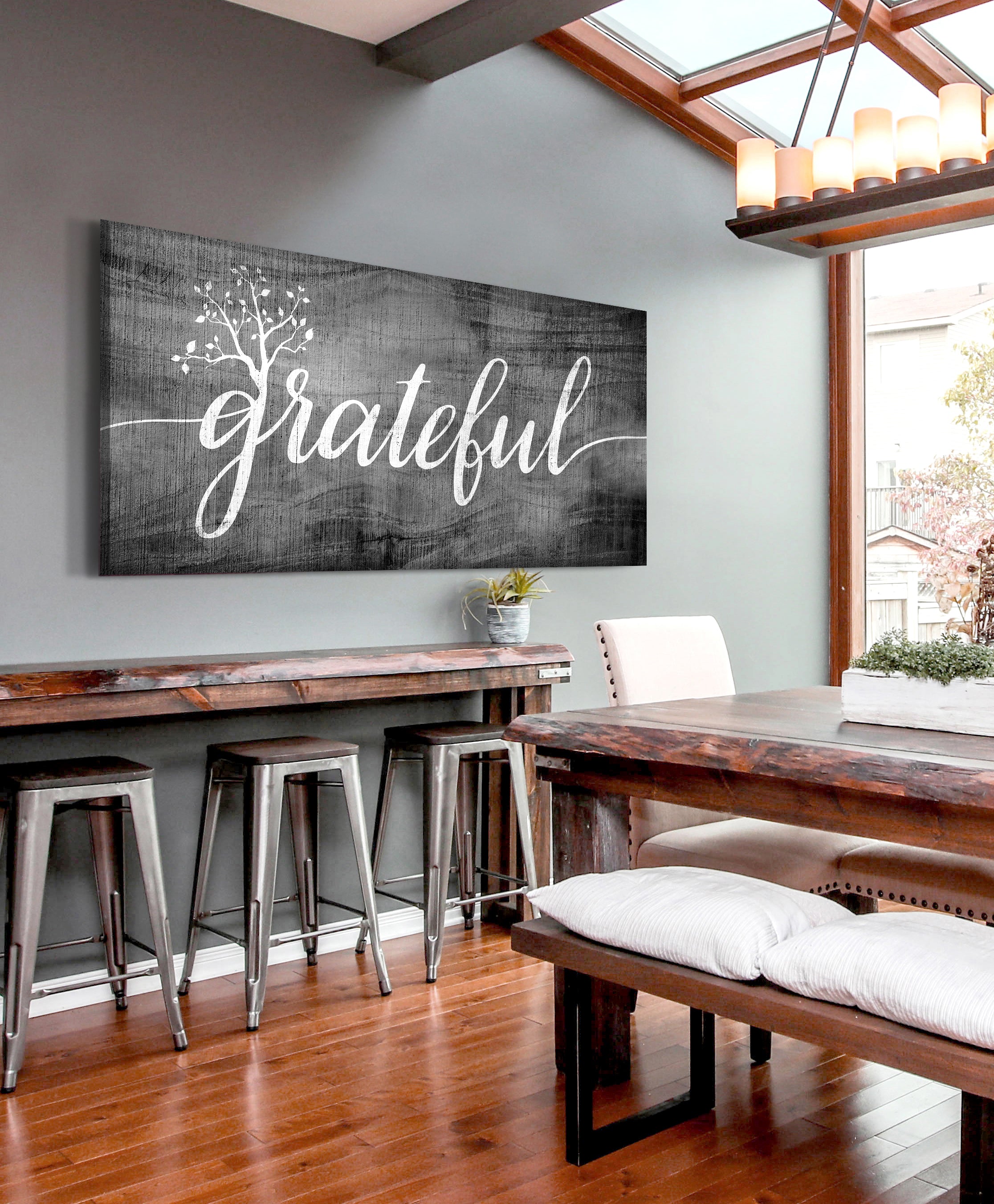 High - Quality Christian Grateful Word Sign with Wood Frame, Ready to Hang