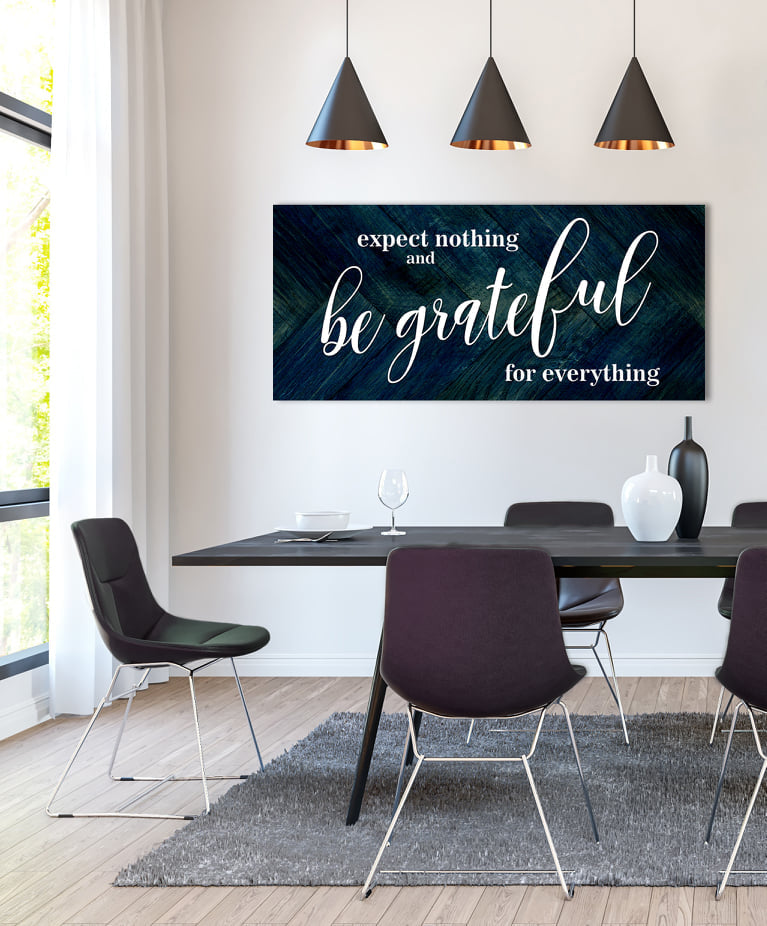 Ready-to-Hang Wood-Frame Home Wall Art: 'Expect Nothing, Be Grateful' V2