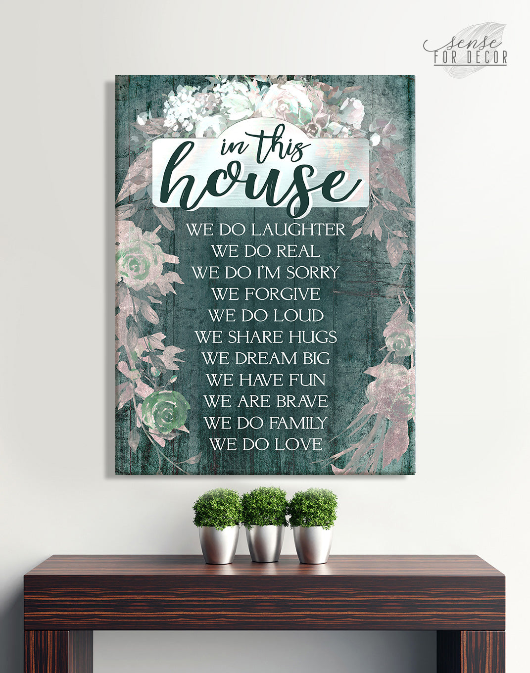 Exclusive! Home Wall Art: In This House V2 - Wood Frame, Ready To Hang