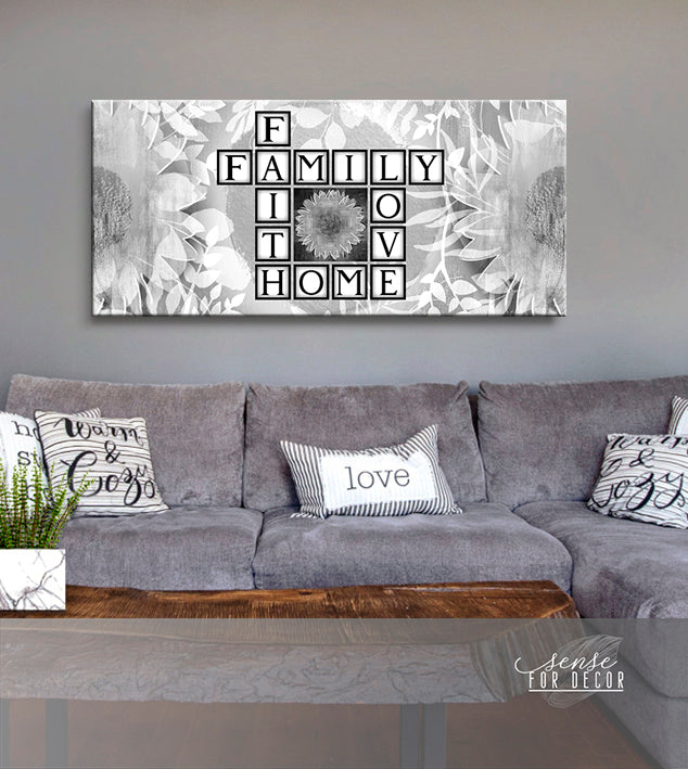 Hot Deal! Family Wall Art - Family Faith Home Love V2 with Wood Frame, Ready to Hang