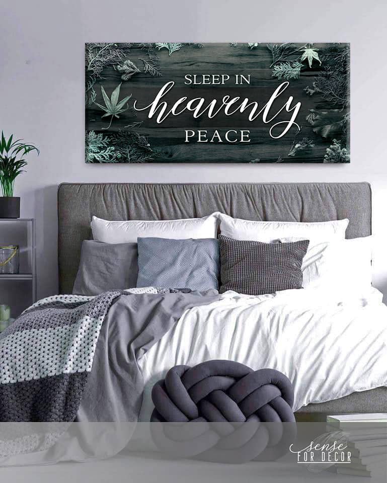Exclusive Bedroom Wall Art: Sleep Peacefully (Wood Frame, Ready To Hang)