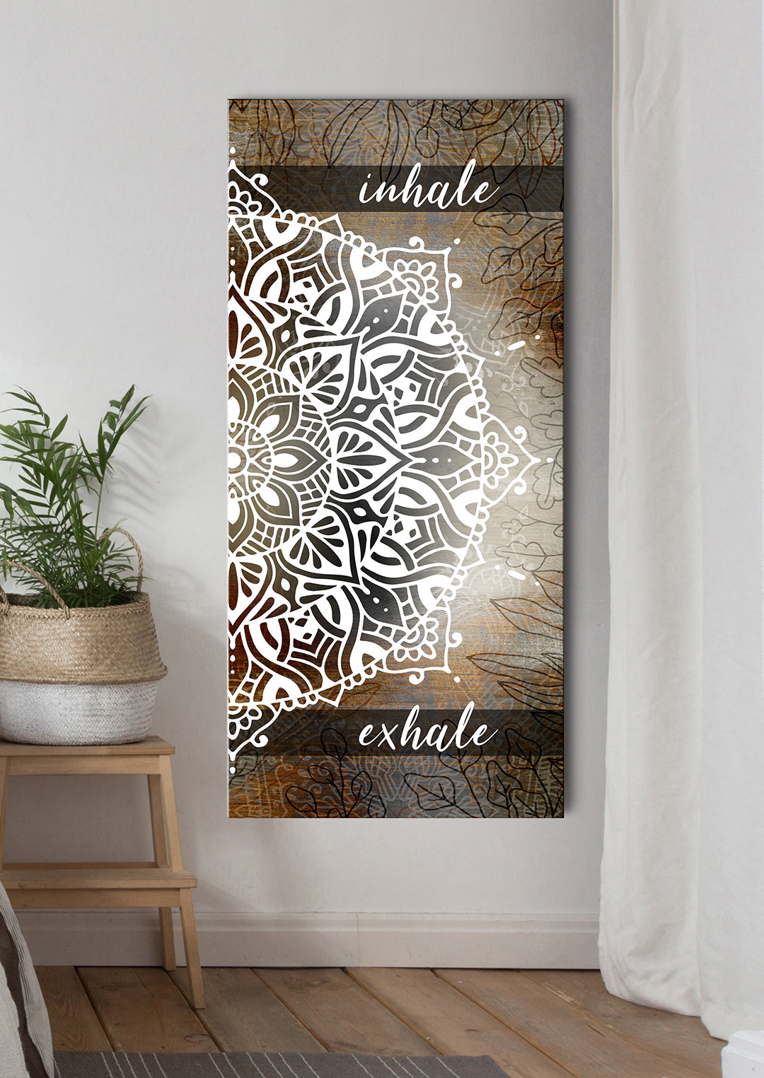 Hot Sale! Boho Inhale Exhale Wall Art V3 with Wood Frame, Ready to Hang for Your Home