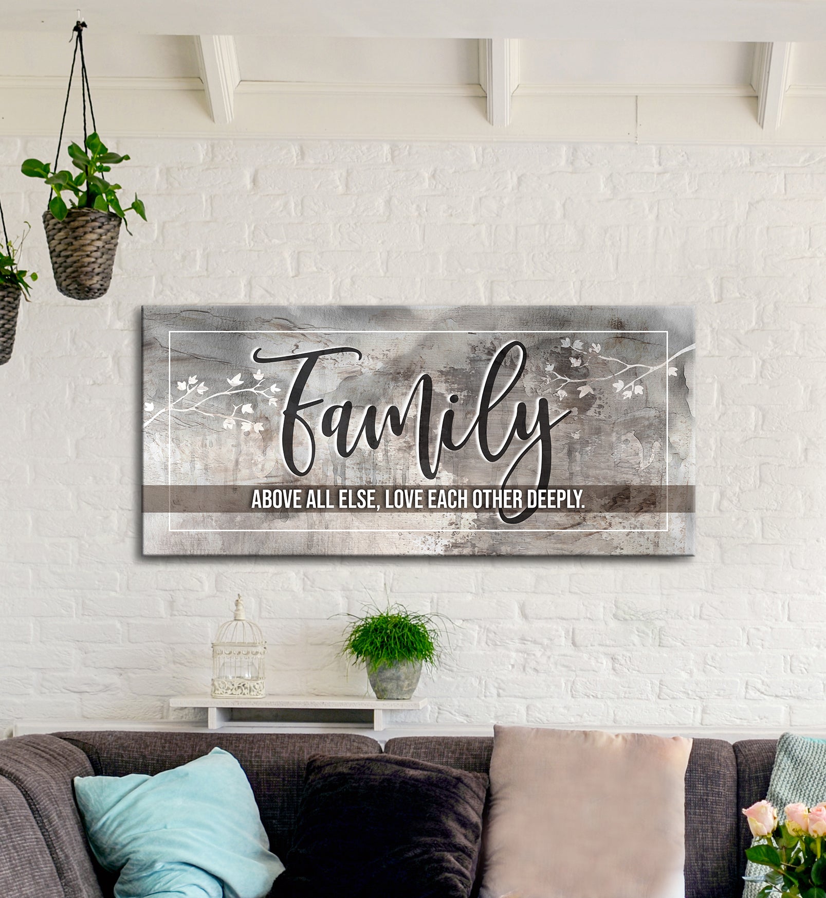 High - Quality Wood - Framed Family Wall Art: Love Each Other Deeply, Family First (Ready To Hang)