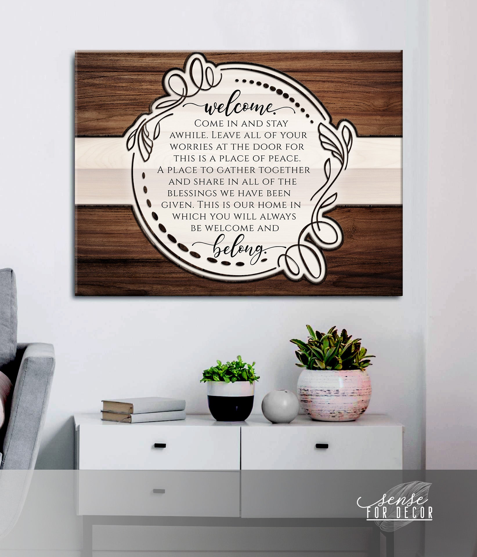 Exclusive Home Wall Art - 'Welcome Belong' with Wood Frame, Ready to Hang! Buy 2, Save 20%