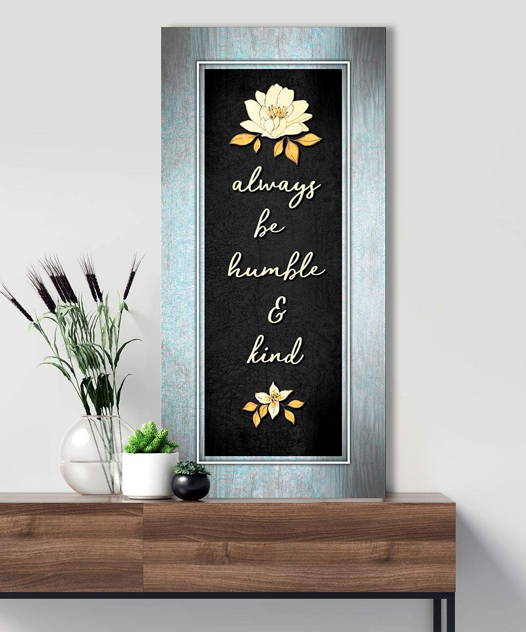 Exclusive Christian Wall Art: 'Always Stay Humble and Kind' V7 - Wood Frame, Ready to Hang!