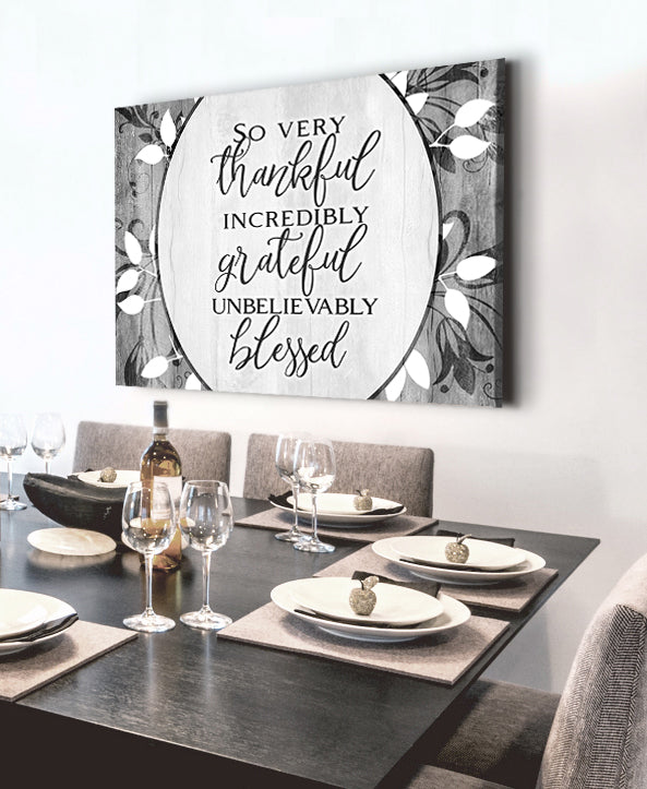 High - Quality Christian Wall Art: 'So Very Thankful' V18 with Wood Frame for Easy Hanging