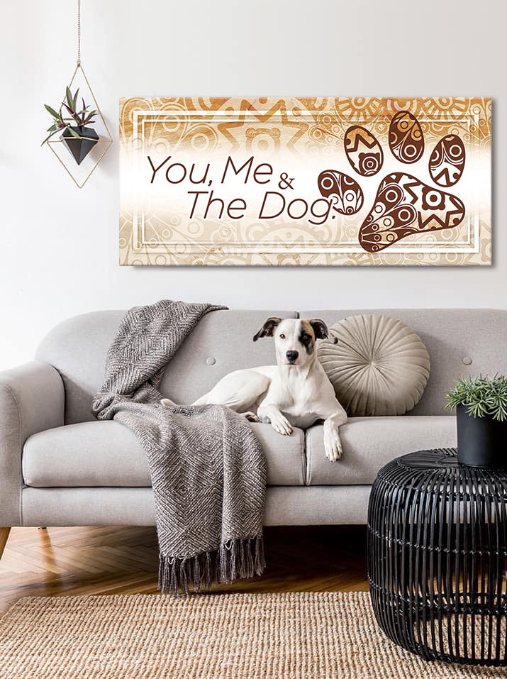 Hot Deal! Ready-to-Hang Wood Frame Couples Wall Art - You, Me & The Dog V11