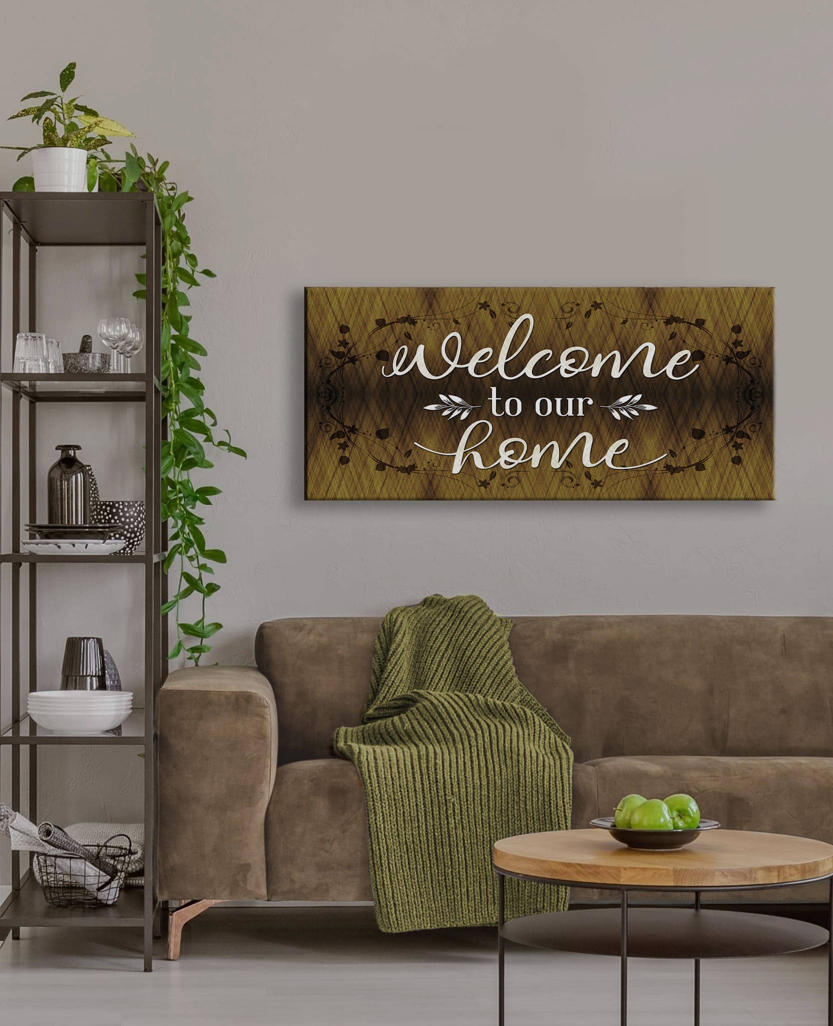 High - Quality Wood - Framed Home Wall Art: 'Welcome To Our Home' V10, Ready To Hang