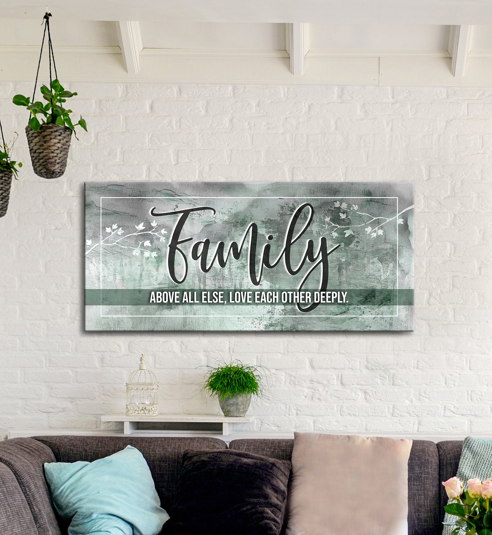 High - Quality Wood - Framed Family Wall Art: Love Each Other Deeply, Family First (Ready To Hang)