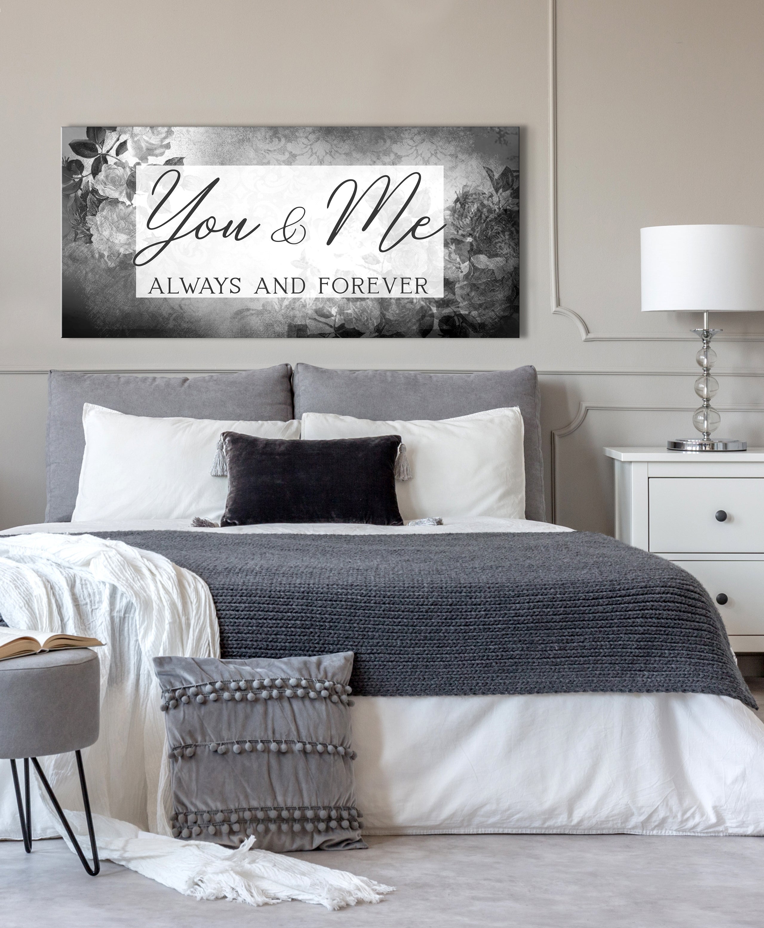Exclusive Couples Wall Art - 'You And Me Always And Forever V2' with Wood Frame, Ready To Hang!
