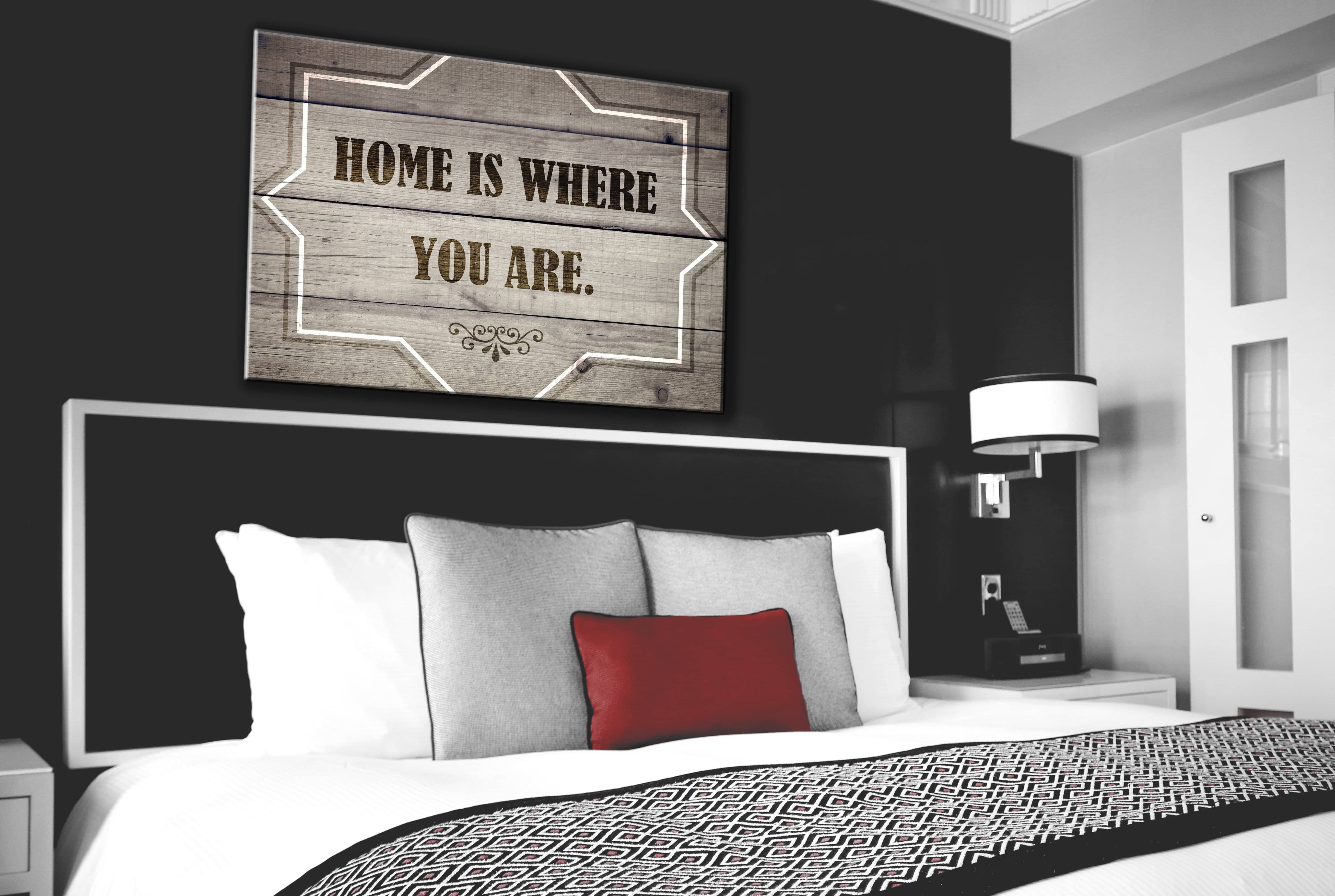 Hot Deal! Ready-to-Hang 'Home Is Where You Are' Bedroom Wall Art with Wood Frame