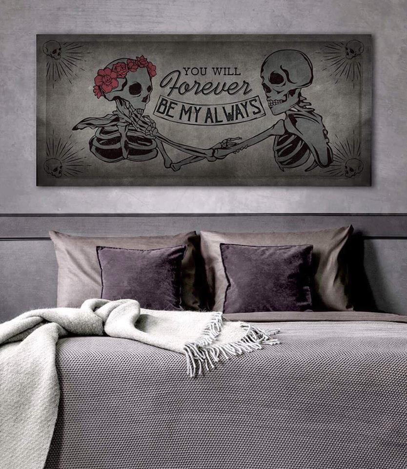 Hot Deal! Skull Wall Art - 'You Will Forever be My Always V2' with Wood Frame, Ready to Hang