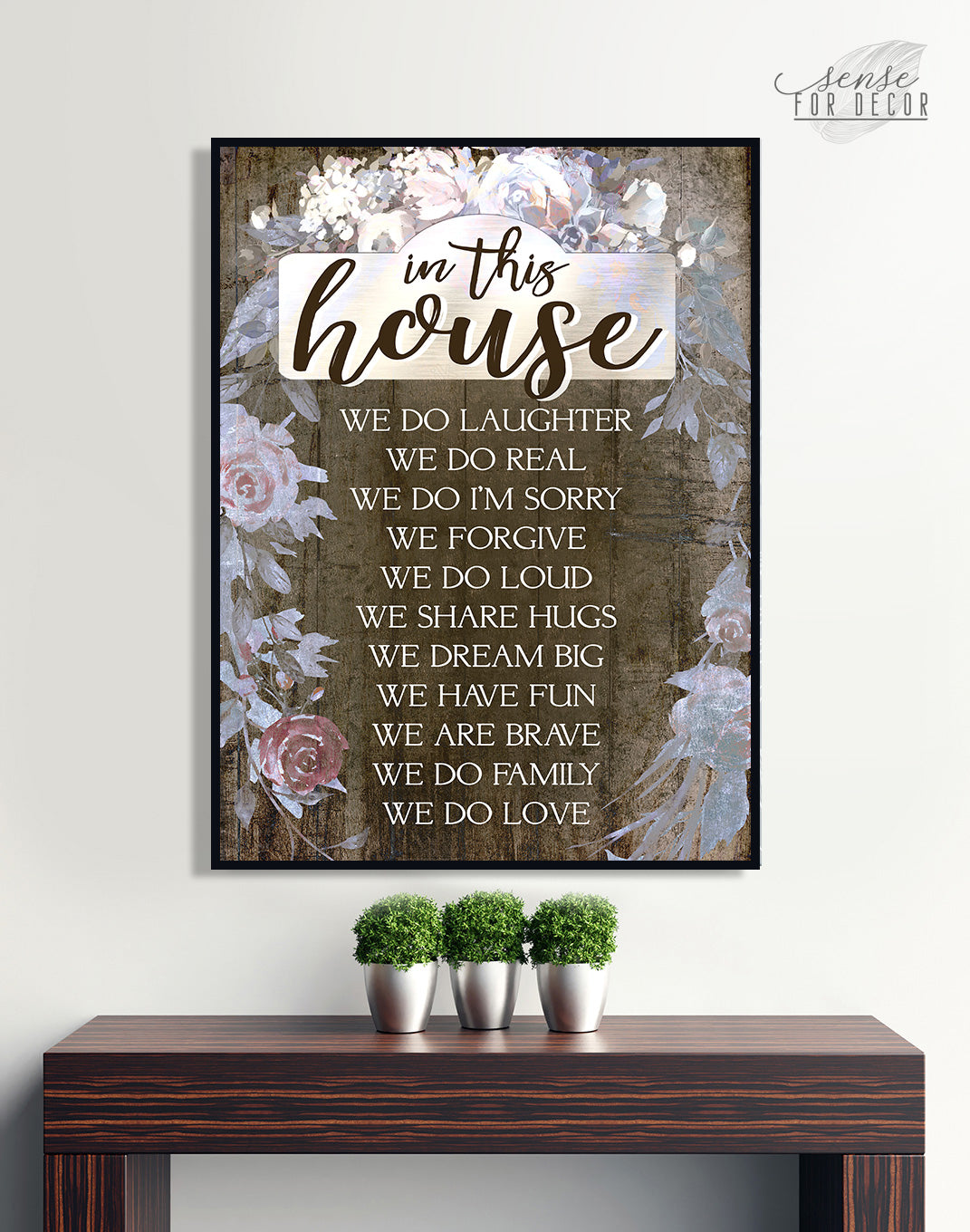 Exclusive! Home Wall Art: In This House V2 - Wood Frame, Ready To Hang