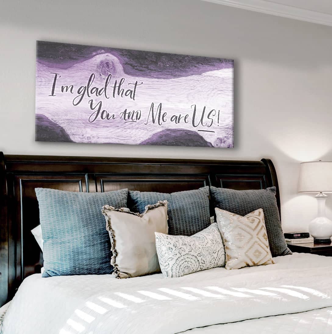 Ready-to-Hang Bedroom Wall Art: I'm Glad We're Together (Wood Frame)