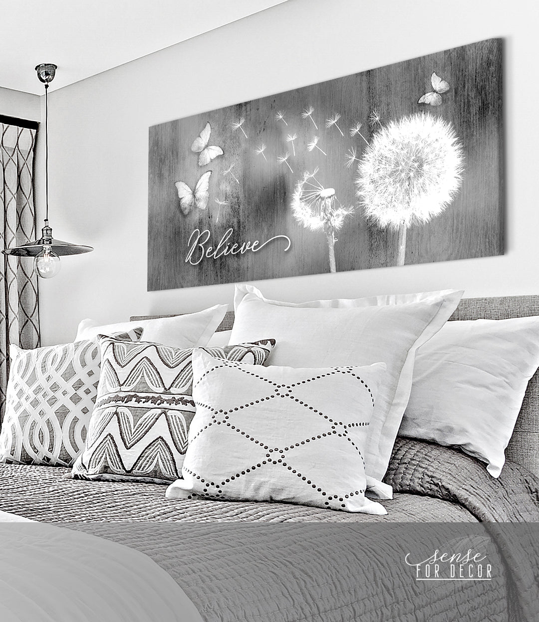 Ready-to-Hang Wood Framed Dandelion Believe Inspiring Wall Art
