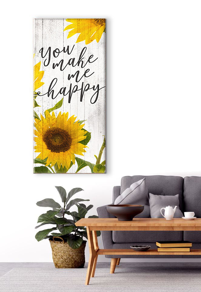 Hot Deal! High - Quality Couples Wall Art 'You Make Me Happy V2' with Wood Frame, Ready to Hang