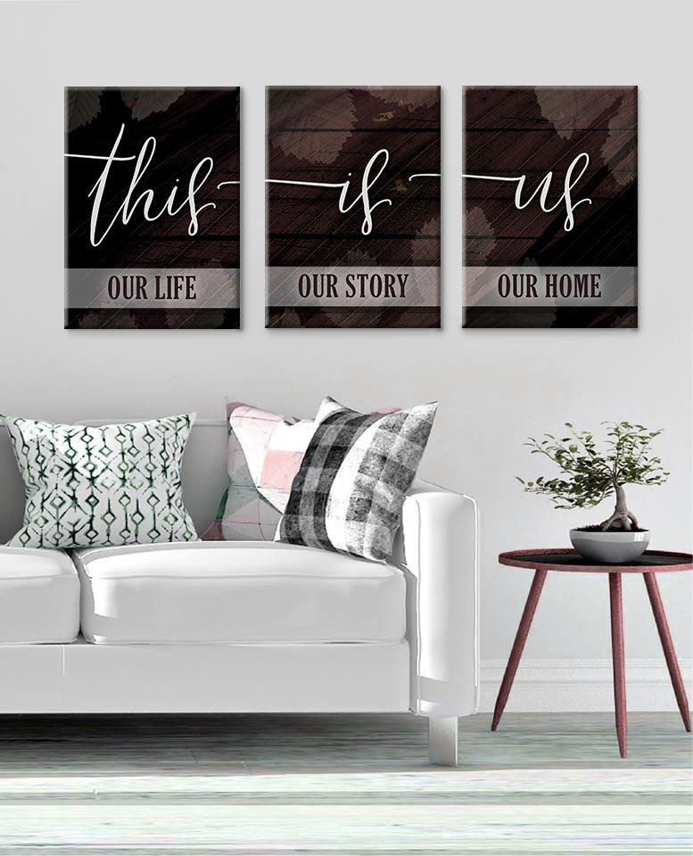 Hot! Couples Wall Art Set of 3 V2 - Wood Frame, Ready To Hang