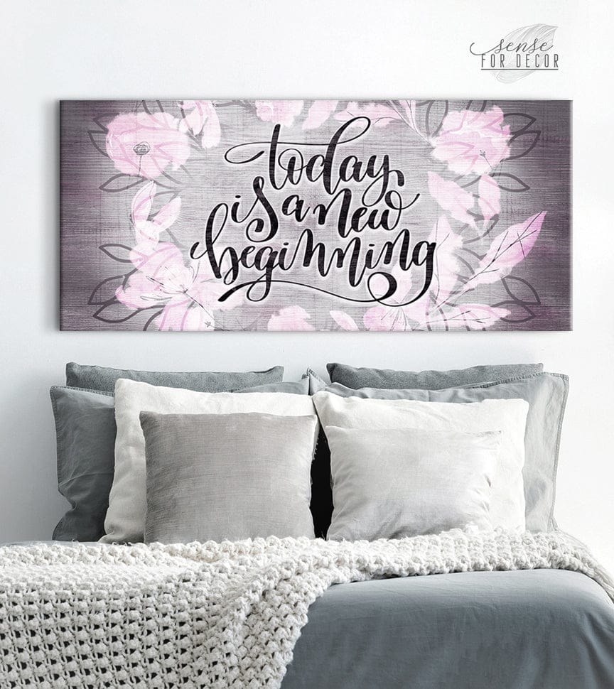 Exclusive Offer! Inspiring Wall Art - 'Today is a New Beginning' with Wood Frame, Ready to Hang
