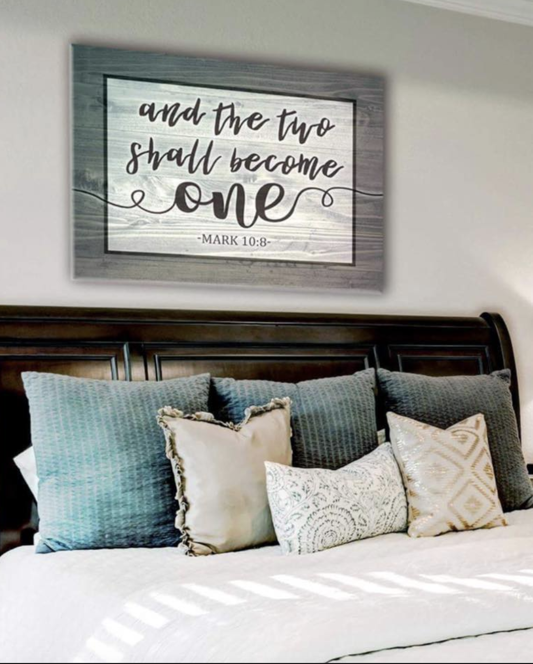 Hot Deal! Bedroom Wall Art: Mark 10:8 Wood Frame, Ready To Hang