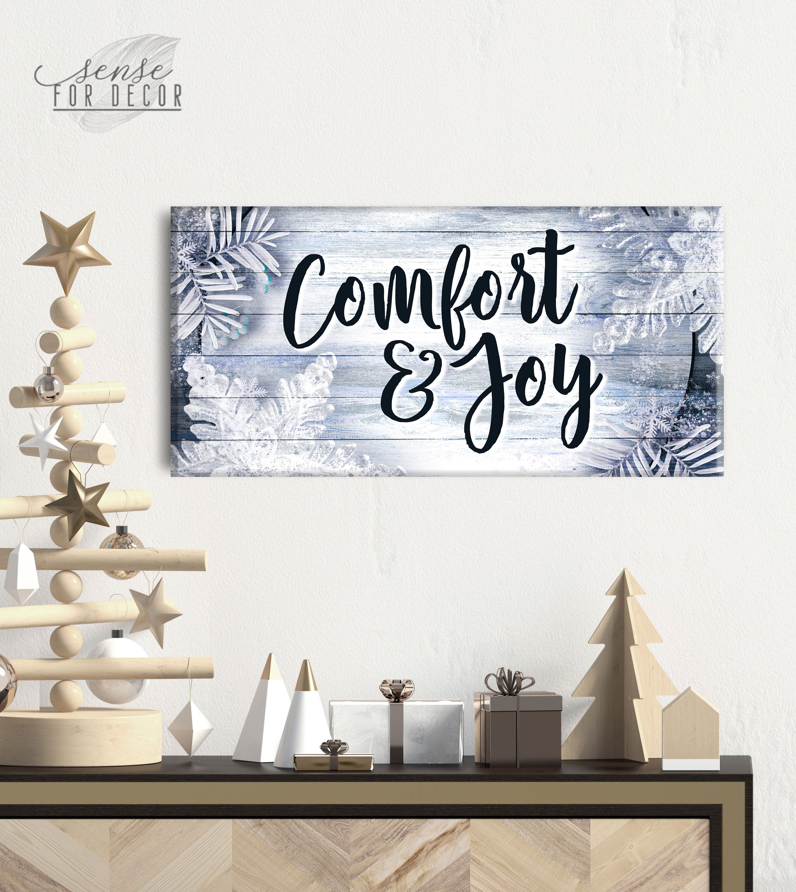 Holiday Wall Art: Comfort & Joy - Wood Frame, Ready To Hang! Buy 2, Save 20%