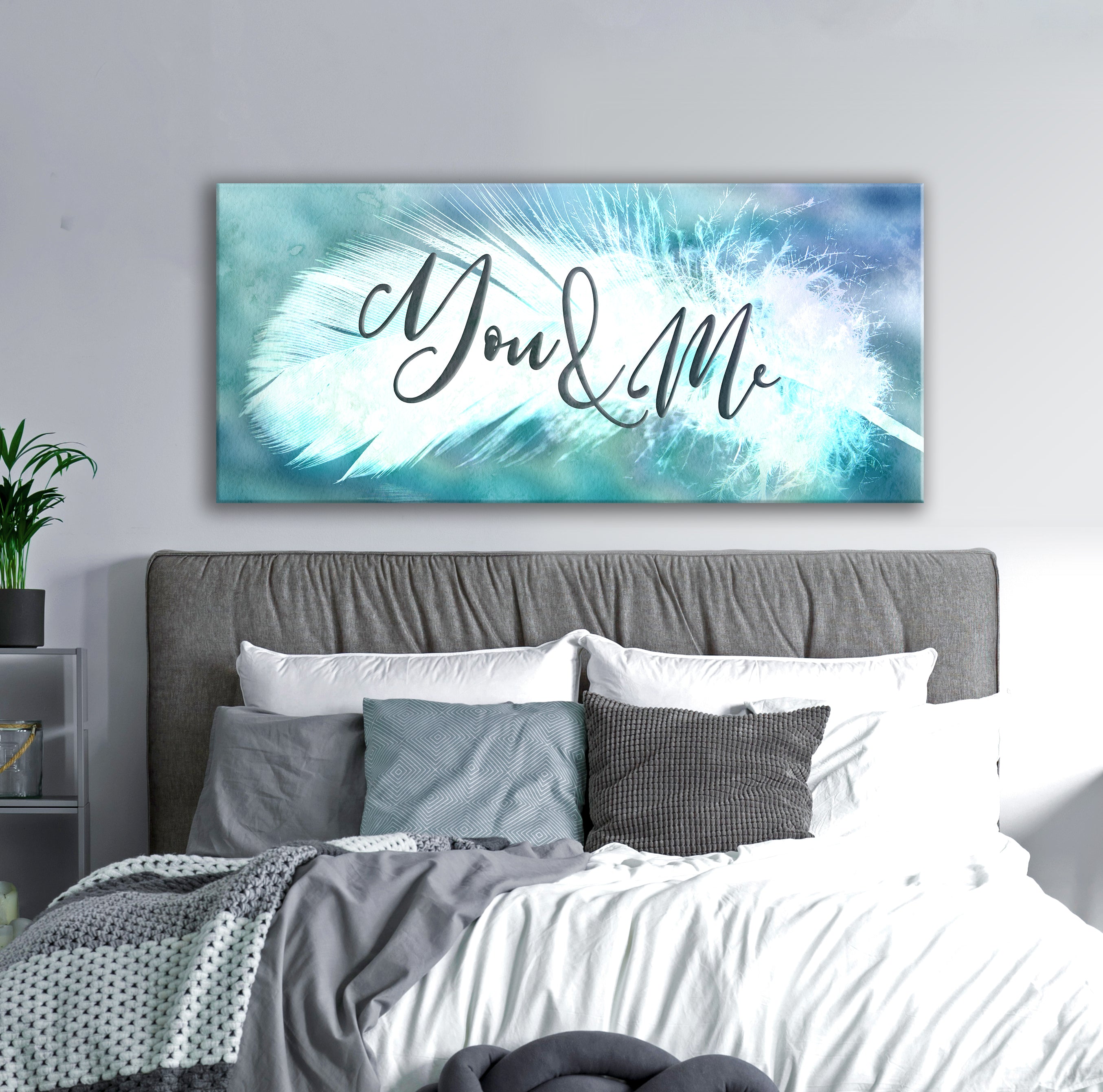 Feather Wall Art 'You & Me' - Wood Frame, Ready to Hang! Buy 2, Save 20%